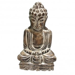 Eingelegte holzerne Buddha-Statue