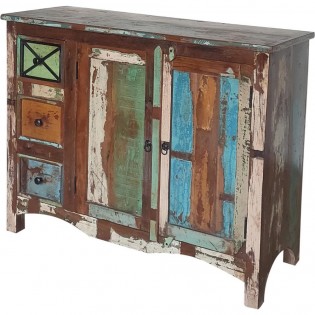 Farbiges indisches Sideboard aus recyceltem Holz
