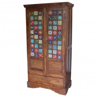 Indian cabinet with two drawers and ceramic