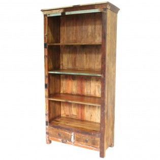 Indian bookcase with 2 drawers and reclaimed wood