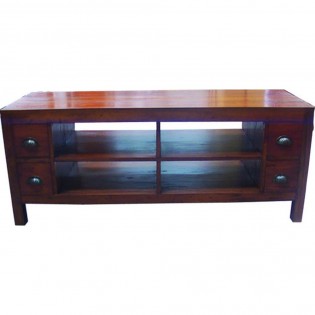 Ethnic portatv with four drawers in mahogany