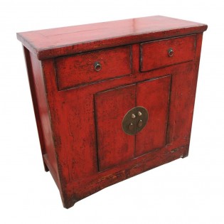 Red Chinese dresser with drawers