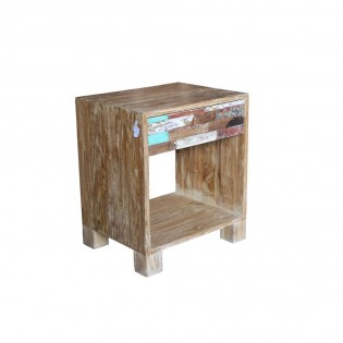 Recycled Wooden Bedside Table With Drawer