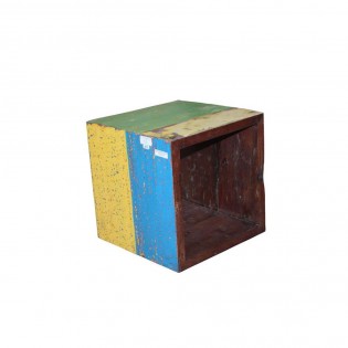 Cube In Colored Reclaimed Wood