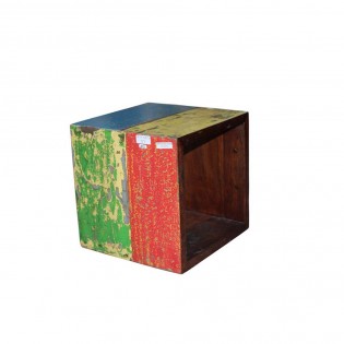 Cube In Colored Recycled Wood