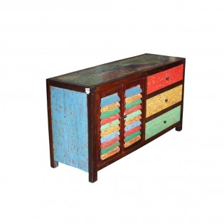 Colored Sideboard In Recycled Wood