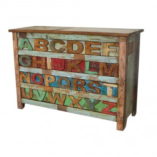 Vintage style chest of drawers with alphabet letters