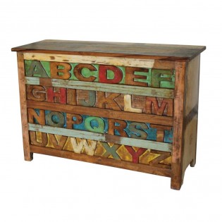 Vintage chest of drawers with letters