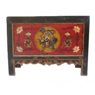 Mongolia sideboard red paintings