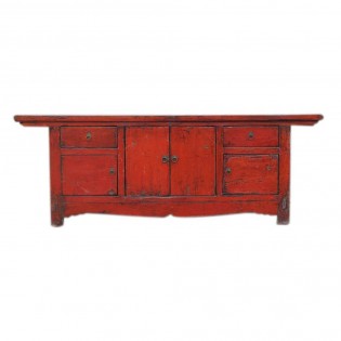 Red lacquered low cabinet