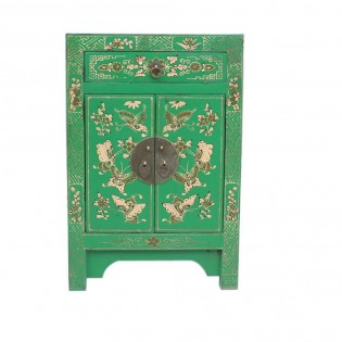 Chinese bedside table with green paintings