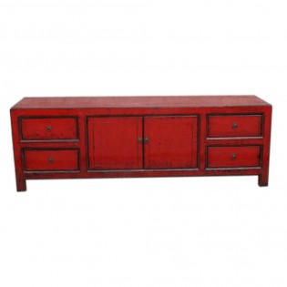 Red low lacquered cabinet