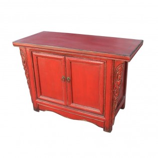 Red lacquered small credenza