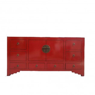 Red sideboard with eight drawers