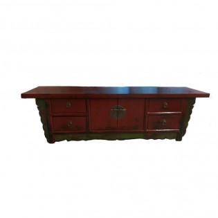 Low red Chinese cabinet