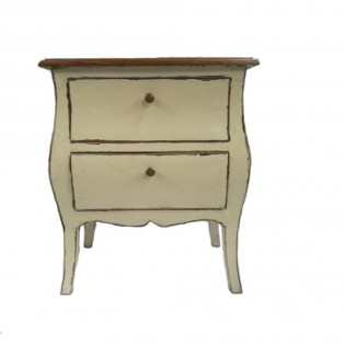 Shabby chic bedside table with two drawers and contrasting top