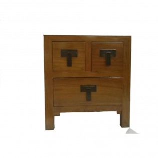 Chinese elm bedside table with 3 drawers