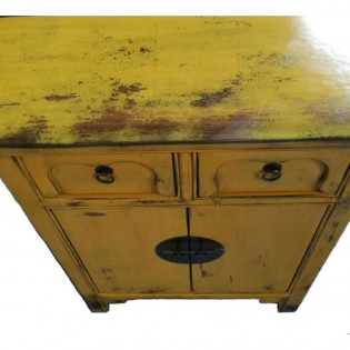 Yellow Chinese cabinet with two drawers