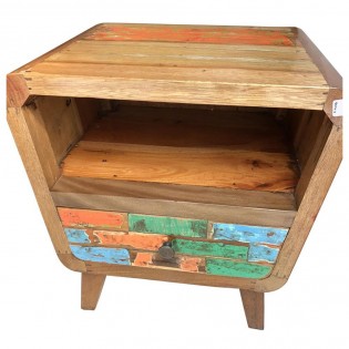 Bedside table in colored recovery wood
