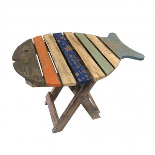 Wooden stool with fish