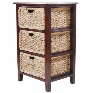 High chest of drawers in solid mahogany and 3-drawer hyacinth