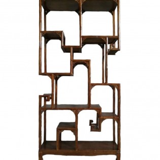 Oriental open bookcase in natural wood