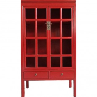 Open showcase (without glass) with red drawers