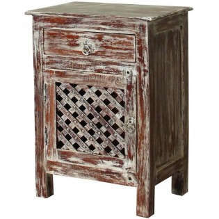 Indian wooden cabinet with grate and drawer
