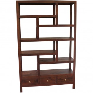 Indian open bookcase in solid wood