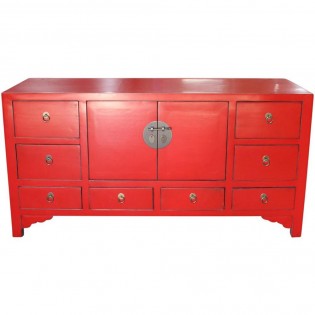 Chinese red buffet with drawers