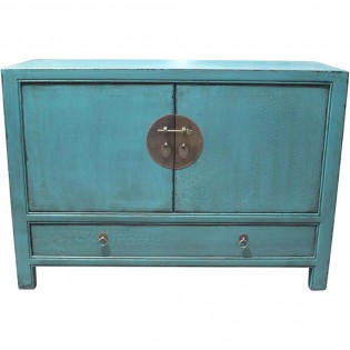 light blue Chinese sideboard with chest of drawers