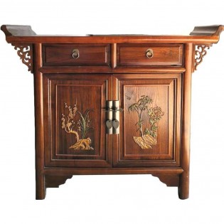 Chinese altar sideboard with red base paintings