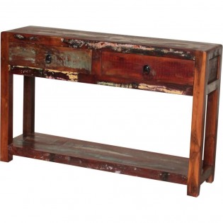 Console in solid reclaimed wood