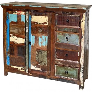 Indian sideboard with drawers in colored wood