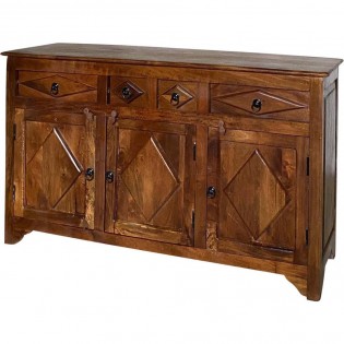 Indian sideboard in solid wood with decorations