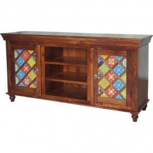 Indian sideboard in wood and ceramic with doors