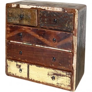 Colored Indian chest of drawers in recycled wood