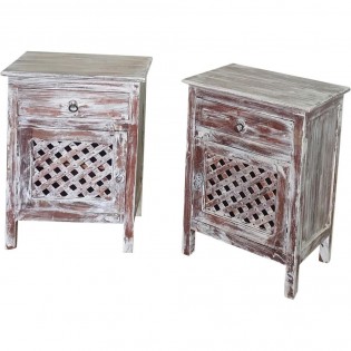 Pair of Indian bedside tables in pickled style