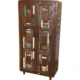 Indian ethnic wardrobe in multicolored reclaimed wood