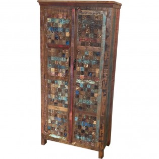 Multicolored Indian wardrobe in solid wood
