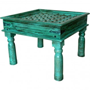Indian low ethnic coffee table with carvings
