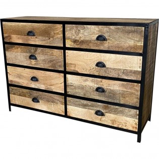 Indian ethnic chest of drawers in wood and iron