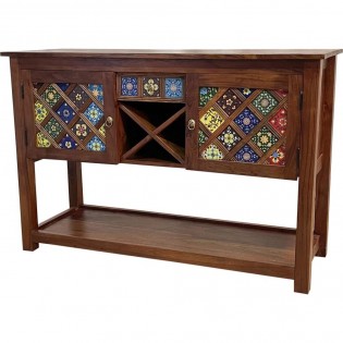 Ethnic Indian sideboard with pottery