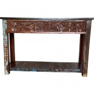 Indian ethnic console in carved reclaimed wood