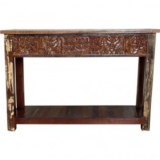 Indian ethnic console in carved reclaimed wood