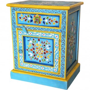 Indian bedside table painted light blue base