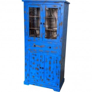 Shabby Indian display cabinet with blue base