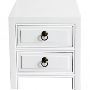 White lacquered Chinese bedside table with two drawers