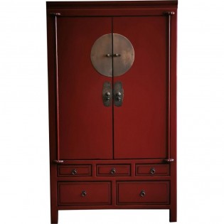 Red Chinese cabinet with drawers