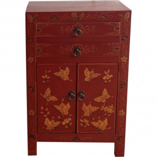 Black Chinese bedside table with paintings
